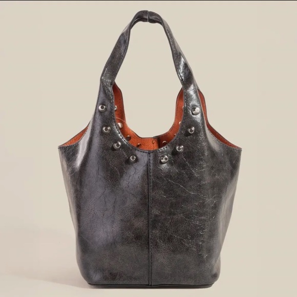 ShopEvelynne Handbags - ShopEvelynne Black Leather Tote with Brown Interior